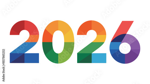 The Colorful 2026: A vibrant and modern representation of the year 2026, composed of colorful geometric elements symbolizing progress and innovation.