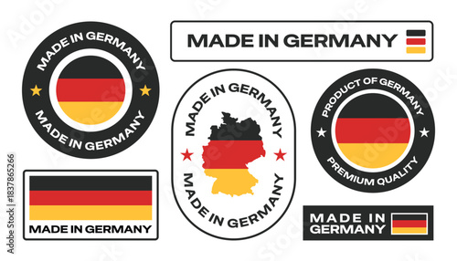Made in germany text stickers, emblems, badges, and logos collection for product.