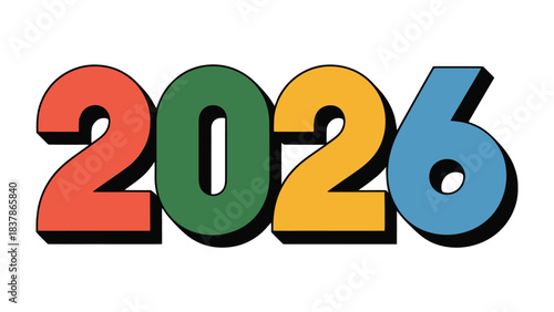 A Glimpse into the Future: 2026: Bold, colorful numbers boldly proclaim the year 2026, offering a glimpse into the future.