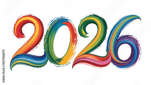 Vibrant Vision for 2026: An abstract composition, rendered with dynamic brushstrokes, showcases the numbers 2026 in a colorful array, representing the promise of a future filled with potential.