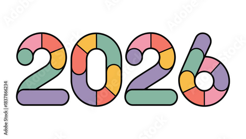 2026: A vibrant and colorful graphic, displaying the year 2026 in a modern, engaging font, ideal for use in various design projects and themes.
