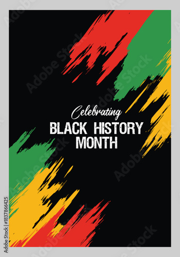 Celebrating Black History Month Poster Collection: Geometric Pattern and Abstract Brush Stroke Styles.