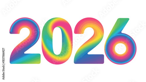 2026: A vibrant and colorful depiction of the year 2026, rendered with flowing, multi-hued gradients, evokes a sense of futuristic optimism and creative innovation.