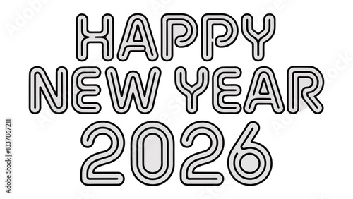 Happy New Year 2026: A minimalist greeting card design that announces the arrival of a fresh beginning and new opportunities