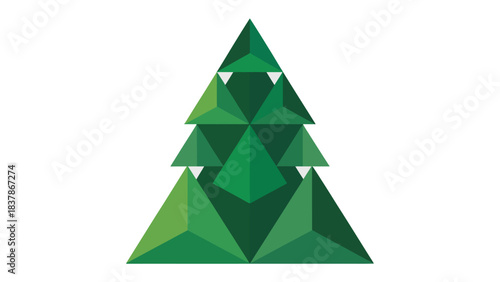 Geometric Christmas Tree: An elegant illustration of a Christmas tree constructed from geometric shapes, embodying simplicity and festive cheer.
