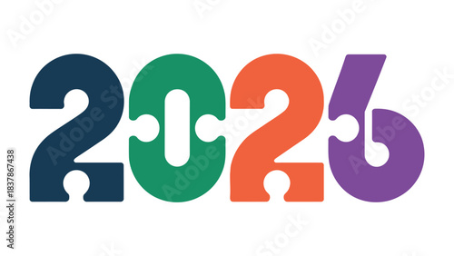 Puzzle of the Future: The year 2026 takes shape through the colorful interlocking pieces of a puzzle, symbolizing the connections and potential that lie ahead.