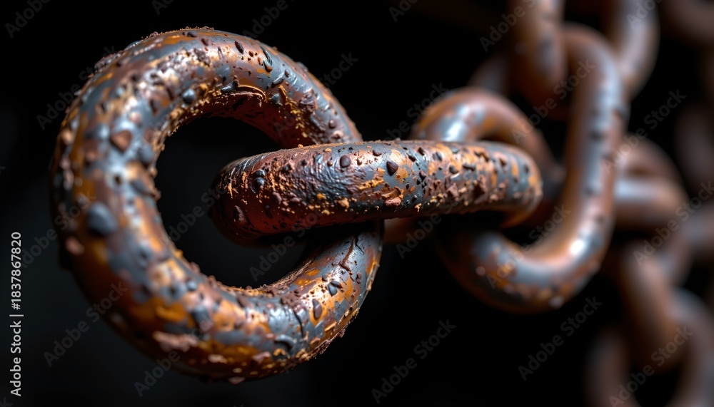 Fototapeta premium Weathered Rusty Chain Link Dramatic Lighting