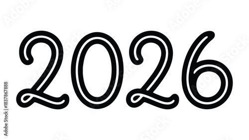 The Year 2026: A sleek, minimalist rendering of the numerical 2026 displayed prominently. The image of the numbers offers a clean and contemporary style for future planning.