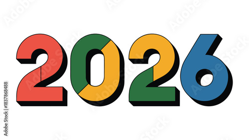 Year 2026 Typography: A vibrant and colorful typographic design featuring the year 2026, set against a clean, modern background. The image evokes a sense of anticipation and forward-thinking.