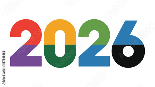 Visualizing the Future: A vibrant display of the year 2026, rendered with colorful geometric shapes and clean lines, creating a sense of forward momentum and anticipation.