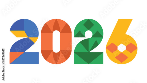 Year 2026 Typography: A vibrant and colorful design displaying the number 2026, offering a clean and modern aesthetic suitable for various applications.