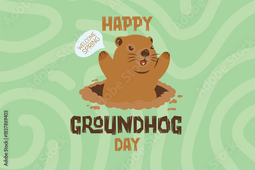 Happy groundhogs day, spring, background banner, celebration