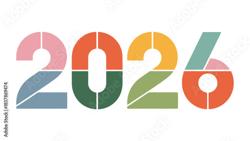Vibrant 2026: A colorful and contemporary design spells out the year 2026 in a modern, artistic font, bursting with a palette of diverse hues.