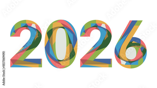 Vision 2026: A vibrant and colorful display of the year 2026, crafted with intersecting shapes and hues to signify the exciting possibilities of the future. 