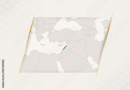 Lebanon Country Map Featuring National Flag Colors.