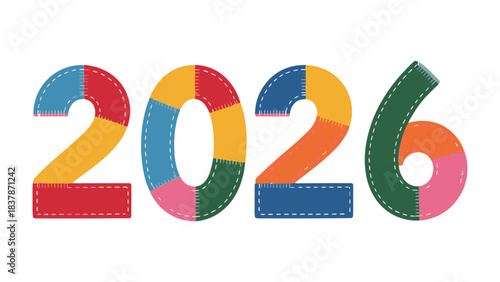 The Year 2026: A colorful display of the year 2026 in vibrant hues and playful design, symbolizing the anticipation and fresh opportunities.