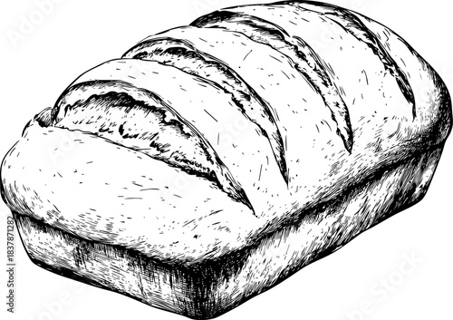 Hand-drawn illustration of a sliced loaf of bread