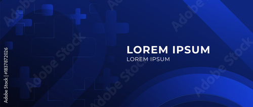 Blue medical gradient background with soft abstract circles and transparent health crosses shapes. Modern healthcare backdrop for clinic, medical banners, wellness presentations, digital health design