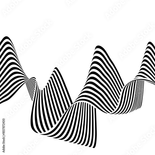 Black and white wave. Abstract vector background illusion. Eps 10