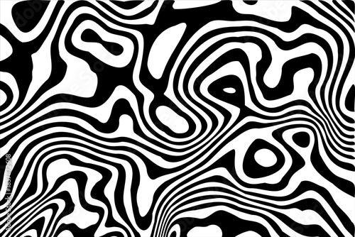 Intricate monochrome illustration. Dynamic wavy lines creating a unique optical abstract pattern. Eps 10