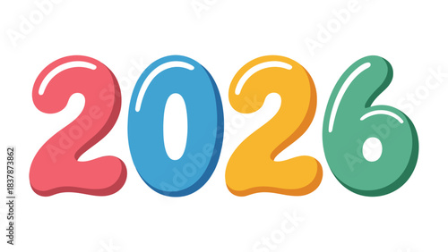 Numeral 2026: Playful and vibrant numerical representation of the year 2026, ideal for themes of future planning, new year celebrations, or forward-thinking projects. 