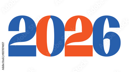 Numerological Vision: A bold numeral representation of the year 2026, set against a pristine background, serving as a versatile emblem for future projects and concept.