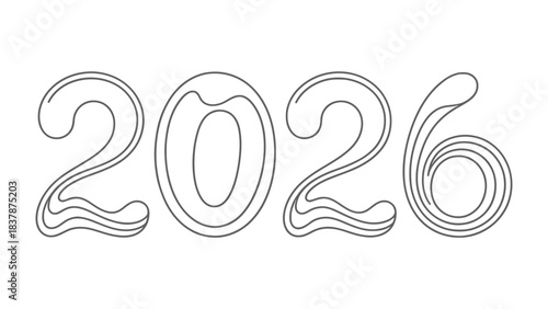 Emblematic of 2026: An elegant linear rendering of the number 2026, a visual representation of future year's promise and potential. 