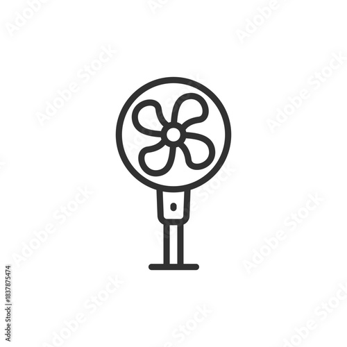 Electric fan on stand, linear icon. Cooling and air circulation device. Line with editable stroke.