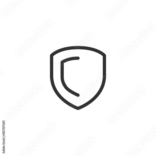 Shield, linear icon. Data protection and financial security. Line with editable stroke.