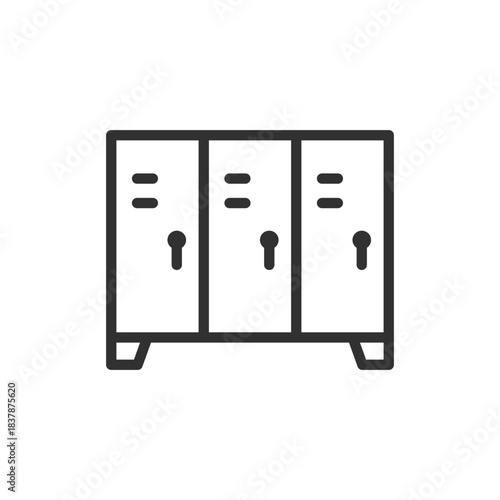 Locker cabinet, linear icon. Storage and personal security. Line with editable stroke.