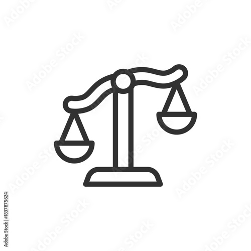 Classic balance scale, linear icon. Law and justice symbol. Line with editable stroke.