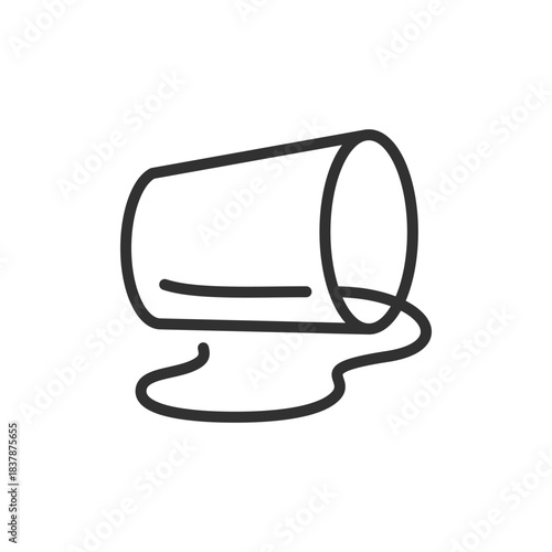 Spilled glass, linear icon. Accidental mess and liquid spill. Line with editable stroke