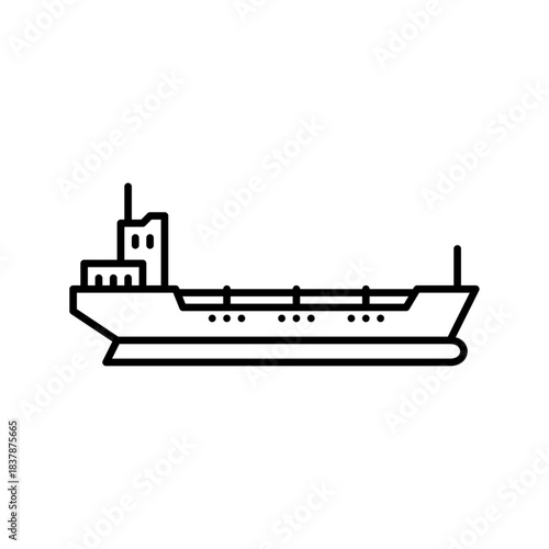 tanker ship outline icon. Oil tanker ship black line illustration.
