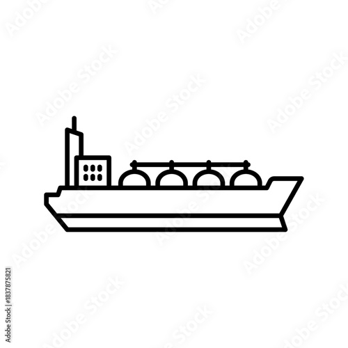 LNG ship outline icon. tanker ship black line illustration.