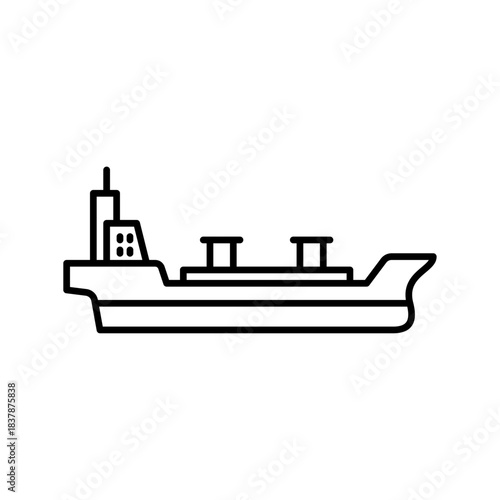 Oil tanker ship outline icon. tanker ship black line illustration.