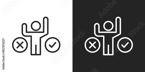 Business Strategy Icon In Black And White Line Style