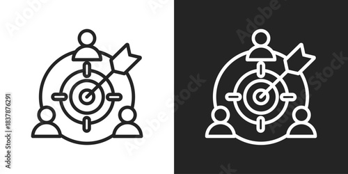 Support Team Icon In Black And White Line Style