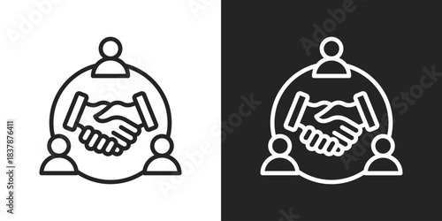 Leadership Icon In Black And White Line Style