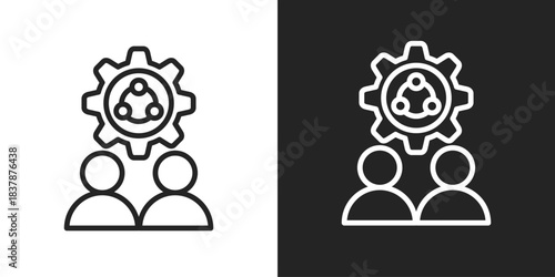 Employee Growth Icon In Black And White Line Style