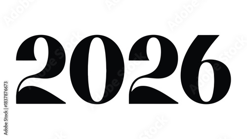 Bold Future: The striking year '2026' boldly emblazoned, a symbol of anticipation, progress, and the dawn of a new era. A minimalist design to represent the future.
