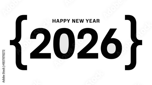 Happy New Year 2026: A modern and clean design for the upcoming New Year, celebrating the arrival of 2026 with bold typography and a minimalist aesthetic.