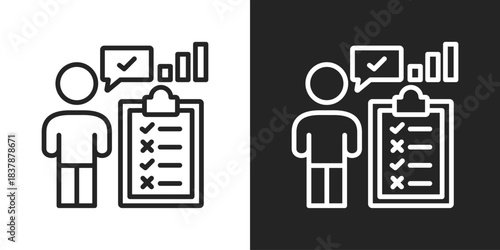 accountability Icon In Black And White Line Style