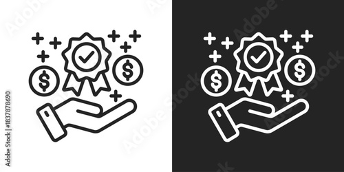 benefit Icon In Black And White Line Style