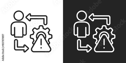 Risk Management Icon In Black And White Line Style