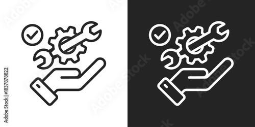 management service Icon In Black And White Line Style