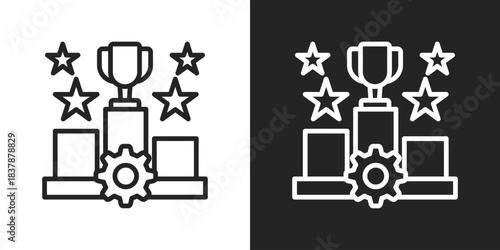 Competitive Icon In Black And White Line Style