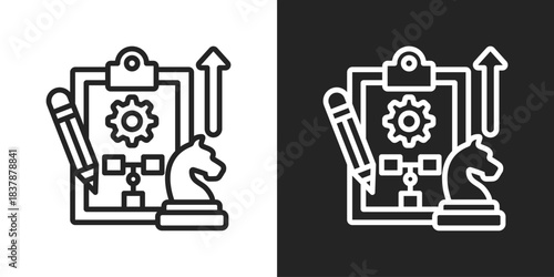 Strategic Planning Icon In Black And White Line Style