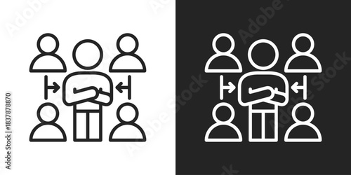 Leadership Icon In Black And White Line Style