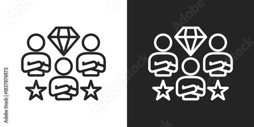 Vip Icon In Black And White Line Style