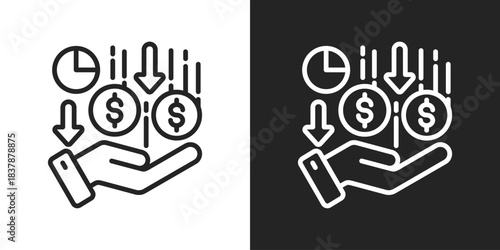 Dividend Icon In Black And White Line Style